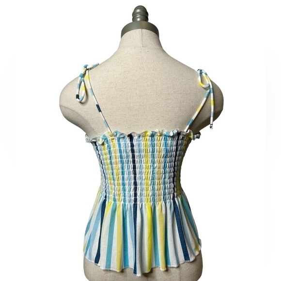 2/$30 WILD Fable Target Turquoise Striped Smocked Peplum Camisole Size Large - Picture 6 of 12